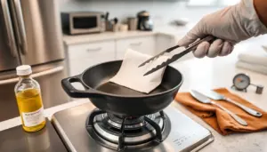 how to season a cast iron skillet on the stovetop
